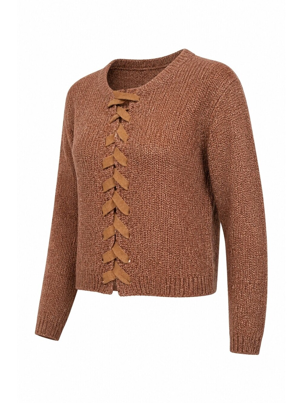 Xhilaration Women's XL Rust Lace-Up Pullover Sweater
